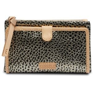 Consuela Tommy Metallic Pewter textured slim wallet NWT